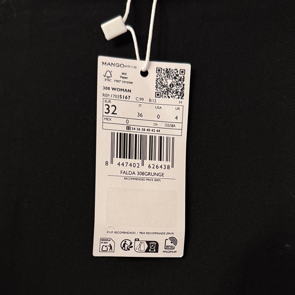 NWT Mango Black pleated mini Skirt, sz 0 - Picture 4 of 15